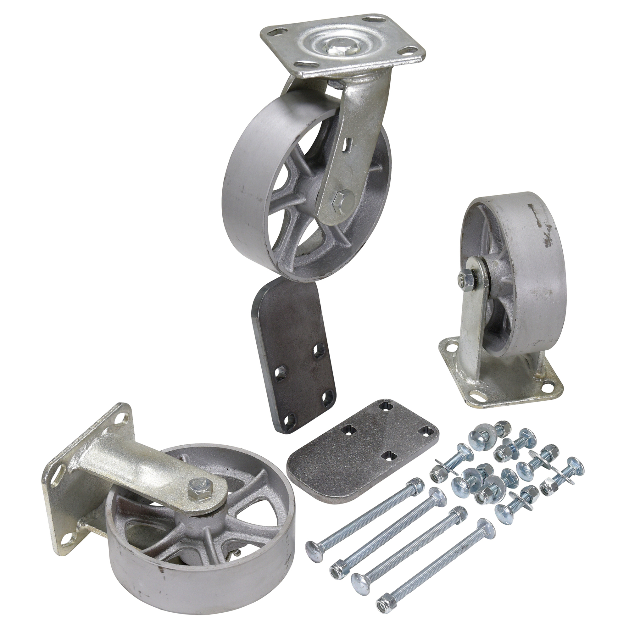 Vestil Semi-Steel Caster Kit - 6in. Wheel Diameter, 3600 lb Capacity, 3 Pcs, Model# H-CK3-SC6-2